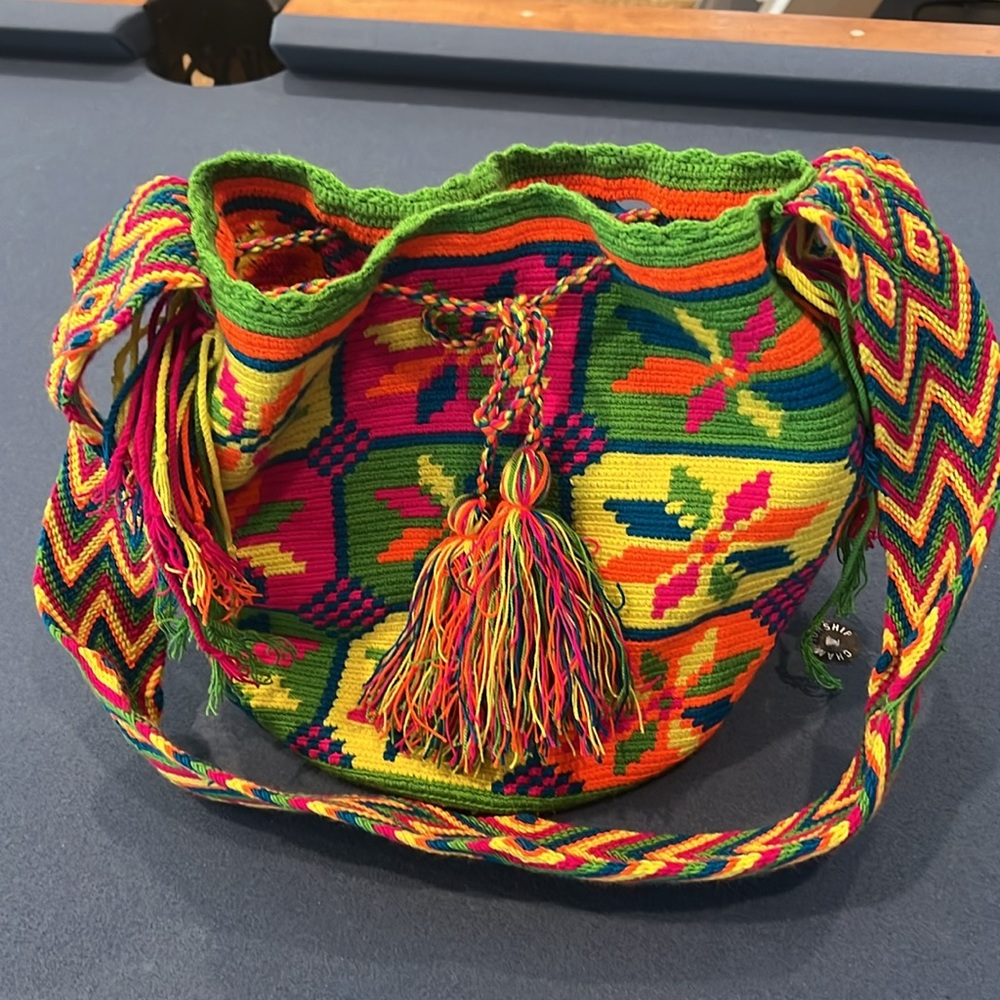 Authentic Wayuu Mochila Colombian Bag boho drawstring